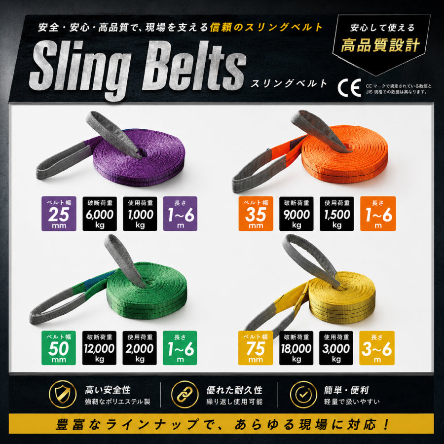 スリングベルト 50mm幅 長さ1m/2m/3m/4m/5m/6m – ヨロスト。
